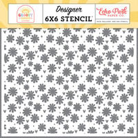 Echo Park - Our Groovy Summer Collection - Stencils - Sparkly Floral Hearts