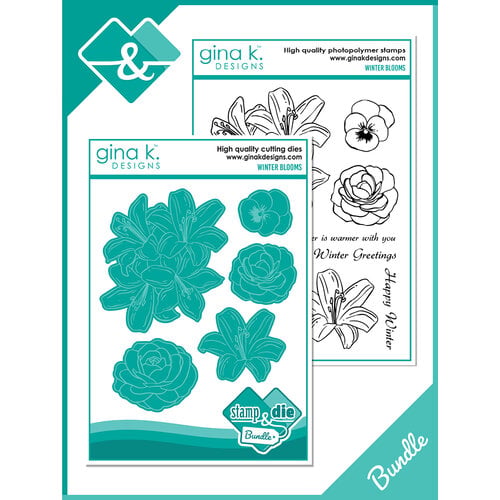 Gina K Designs - Die And Clear Photopolymer Stamp Set - Winter Blooms