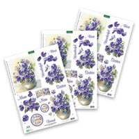 Katy Sue Designs - 3D Die Cut Decoupage Layers - Easy Pop Out Designs - Vases Of Pansies