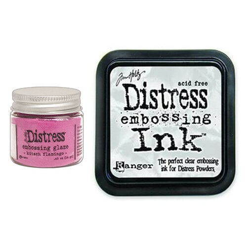 Ranger Ink - Tim Holtz - Distress Embossing Glaze and Clear Embossing Ink Pad - Kitsch Flamingo Ranger Ink - Tim Holtz - Distress Embossing Glaze and Clear Embossing Ink Pad - Kitsch Flamingo