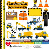 Scrapbook Customs - 12 x 12 Cardstock Stickers - Construction